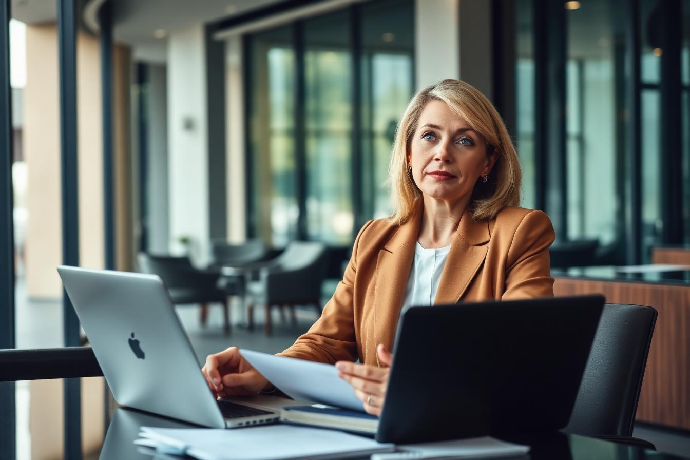 Profesional organizando estratégicamente su búsqueda de empleo en una oficina contemporánea