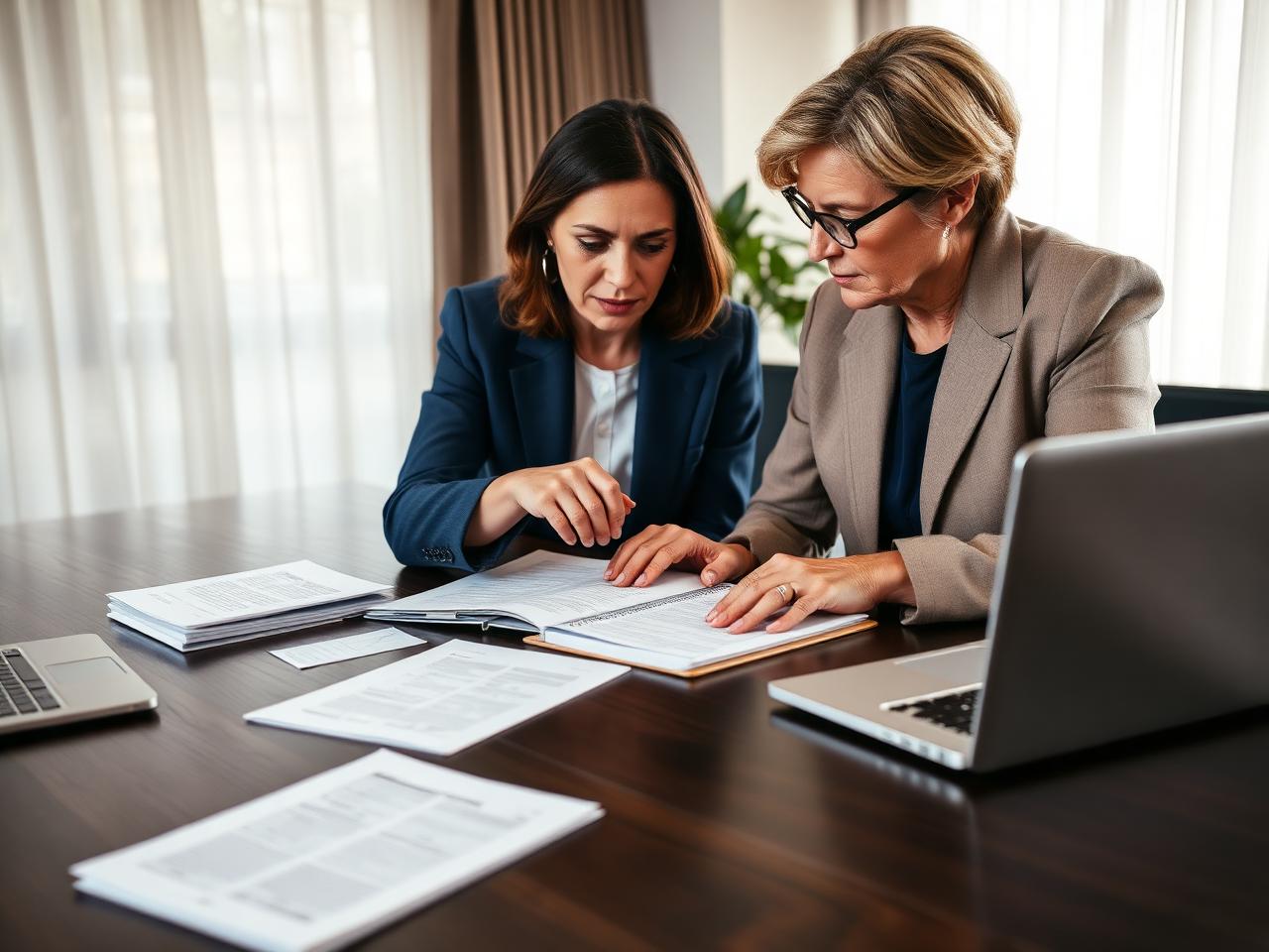 Profesional ejecutiva estructurando su perfil profesional junto a una mentora